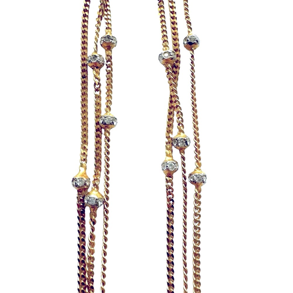 Triple strand gold tone necklace with “diamond” balls. VGUC - Picture 2 of 3